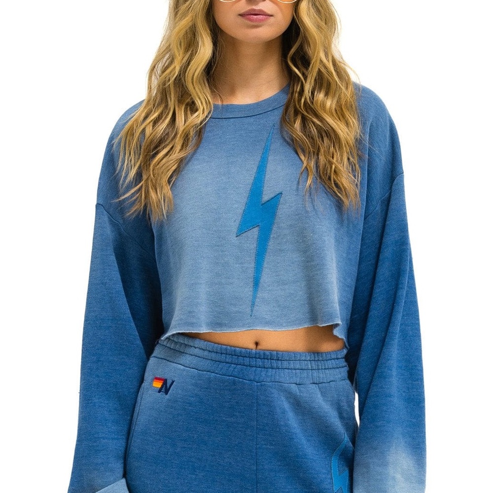 Aviator Nation Bolt Stitch Cropped Crew Size Small NWT